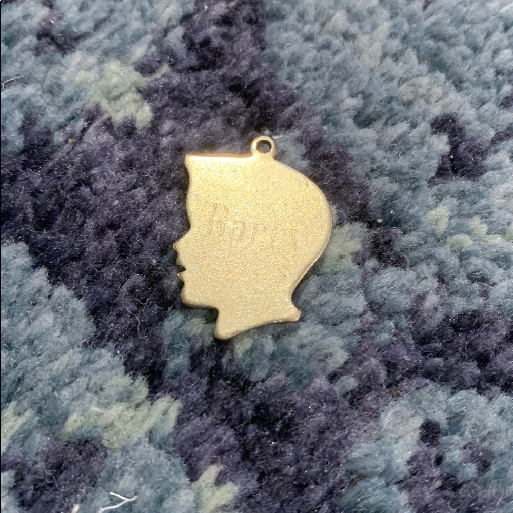 Engraved ‘Barry’ Vintage marked 12k gold filled pendant boy silhouette charm
